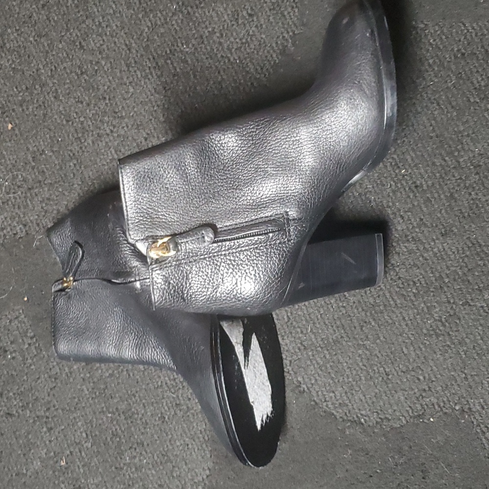 Tory Burch High Heel Boots Size 5M Thick Block Platform Heel Leather - Picture 3 of 5